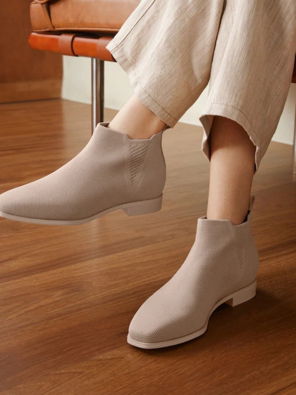 $179 VIVAIA Square-Toe Slip-On Chelsea Boots (Ryan Slip-On) Warm Taupe 39.5